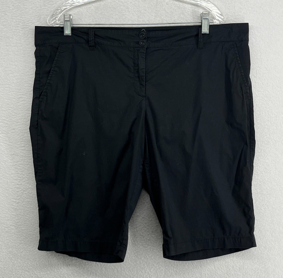 Eileen Fisher Pants - EILEEN FISHER Shorts XL Stretch Cotton Chino 12" Flat Front Walking Black